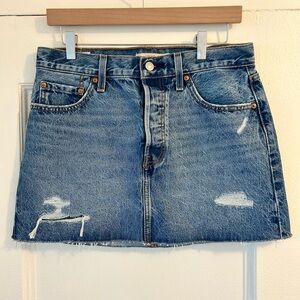 Levi's Classic Denim ICON Mini Skirt - hard to find distressed finish